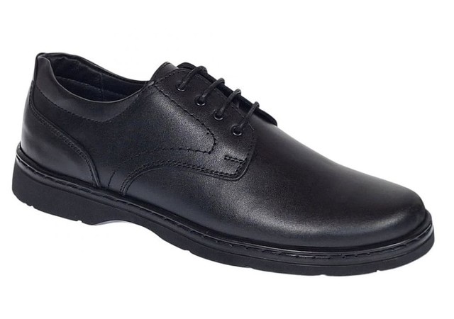 Pantofi barbati casual din piele naturala pe calapod lat Negru GKR6XN